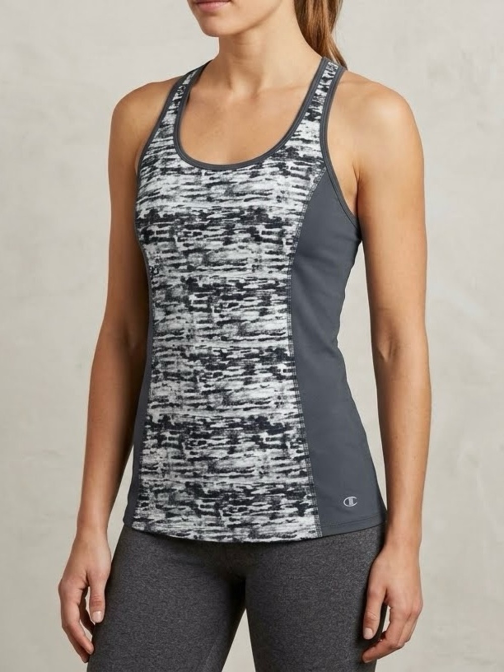 C9 Champion Womens Active Tank Top Duo Dry Gray White Printed Racerback XS